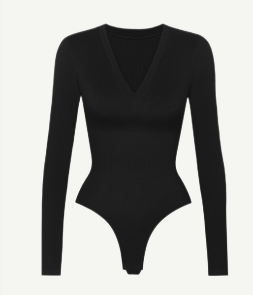 Vneck Snatching Long Sleeve Bodysuit 2302