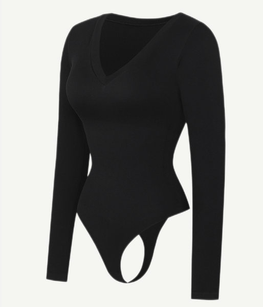 Vneck Snatching Long Sleeve Bodysuit 2302